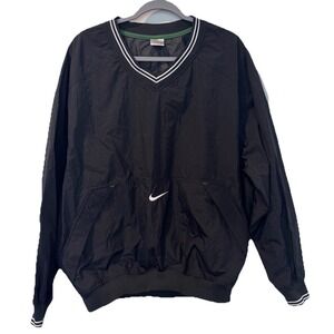 VTG NIKE Center Check Embroidered Swoosh Pullover Windbreaker Jacket Sz L / XL
